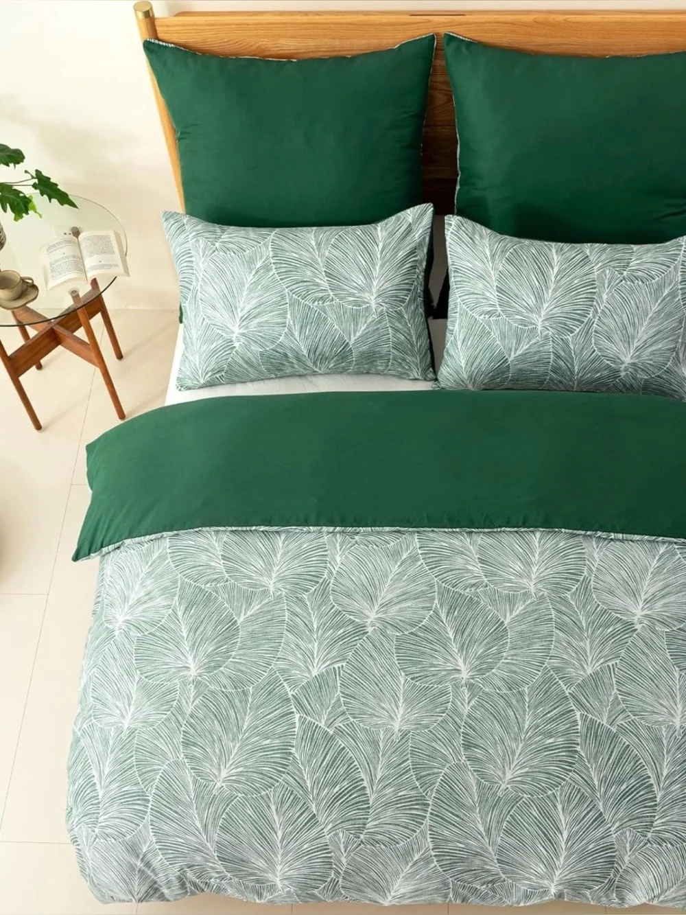 NEW Anthropologie Green Botanical Print Boho Queen King Bedding Duvet & Sham Set